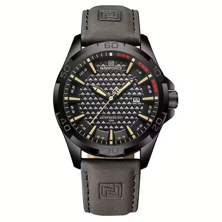 Relógio Casual Masculino Pulseira de Couro Naviforce Dark Valiant