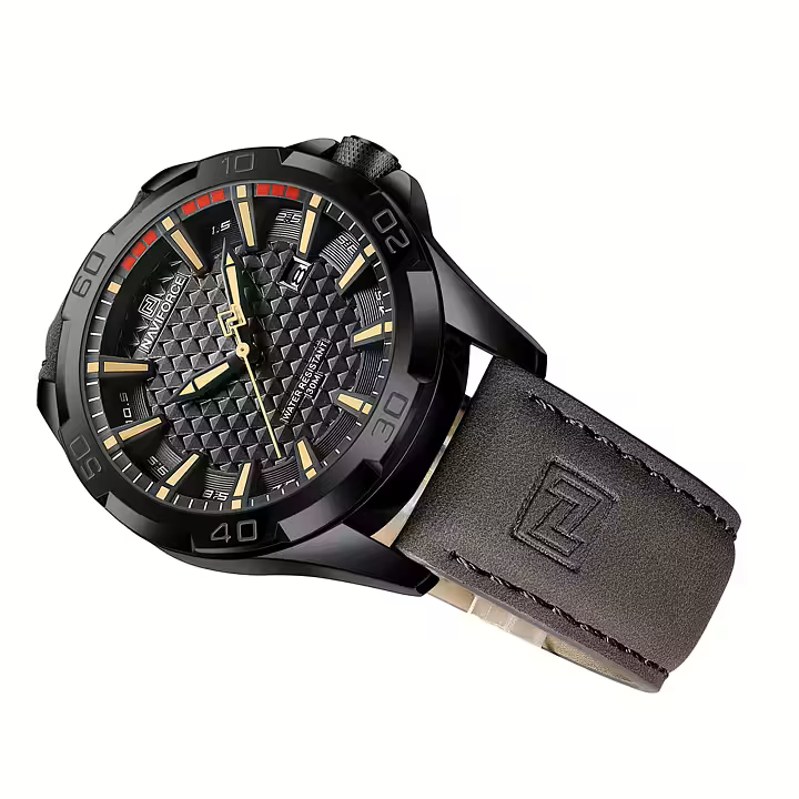 Relógio Casual Masculino Pulseira de Couro Naviforce Dark Valiant