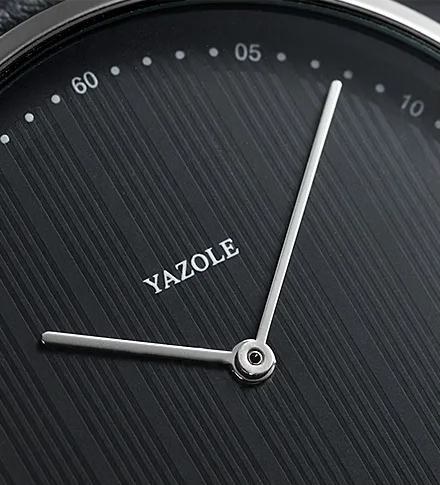 Relógio Minimalista Masculino Yazole All Black Pulseira de Couro 40 mm