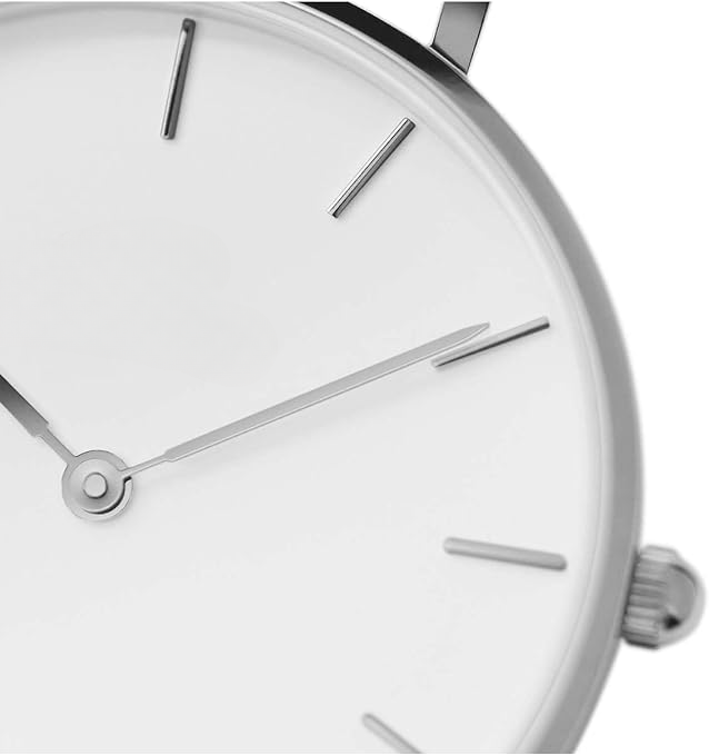 Relógio Minimalista Prata e Branco Dallas Silver White 40mm