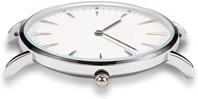 Relógio Minimalista Prata e Branco Dallas Silver White 40mm