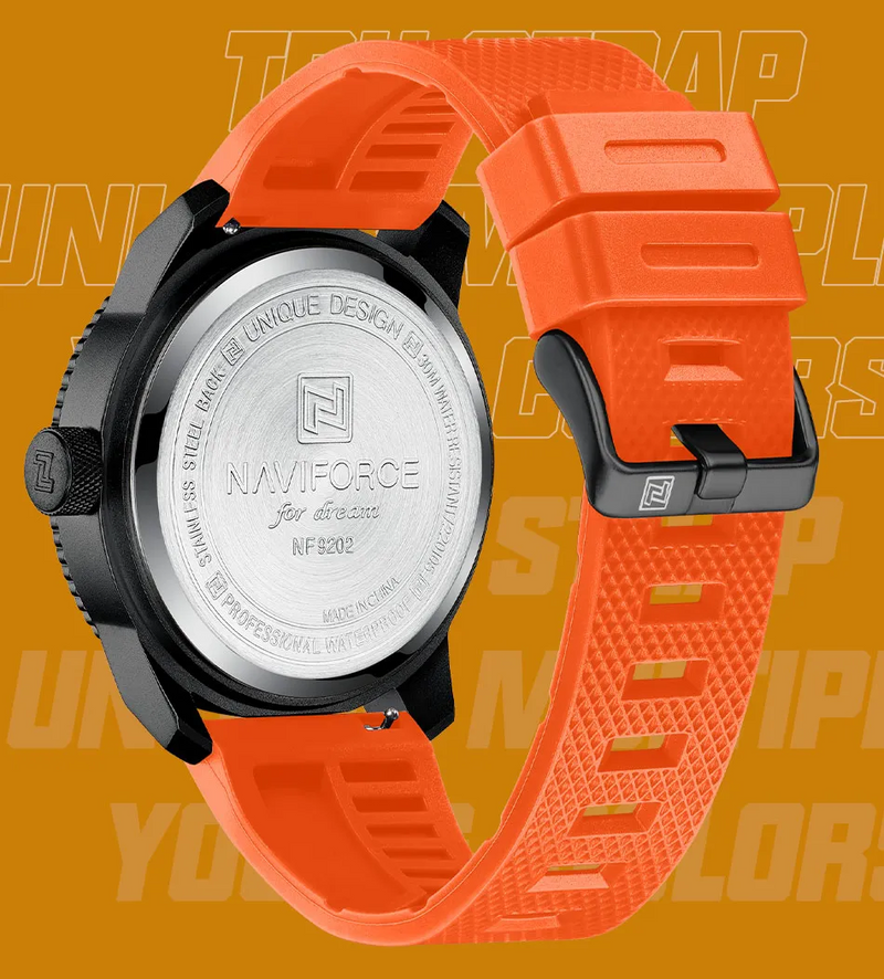 Relógio Esportivo Masculino Antichoque Naviforce Orange Bolt