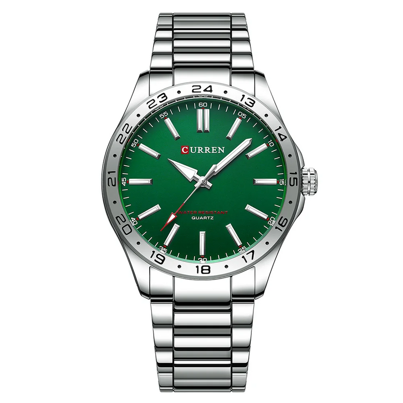 Relógio Casual Masculino Curren Walker Silver Green