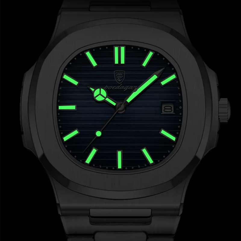 Relógio Masculino de Luxo Pulseira de Aço Poedagar Green Panther