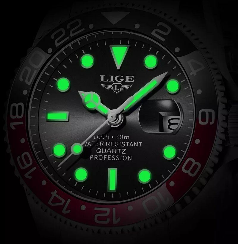 Relógio Masculino de Luxo Lige Rossoneri Submariner