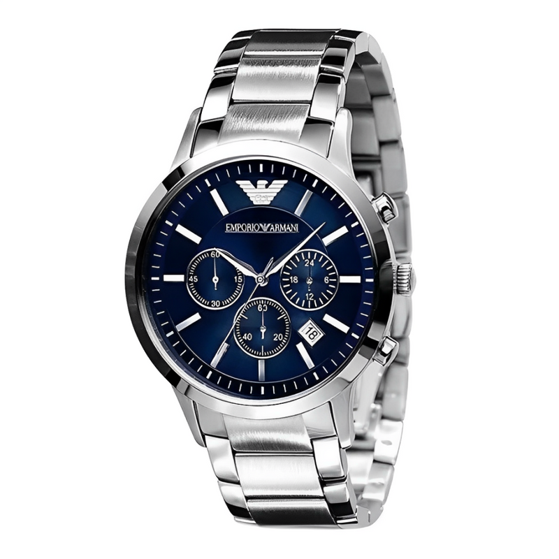 Relógio De Luxo Masculino Empório Armani Silver Blue