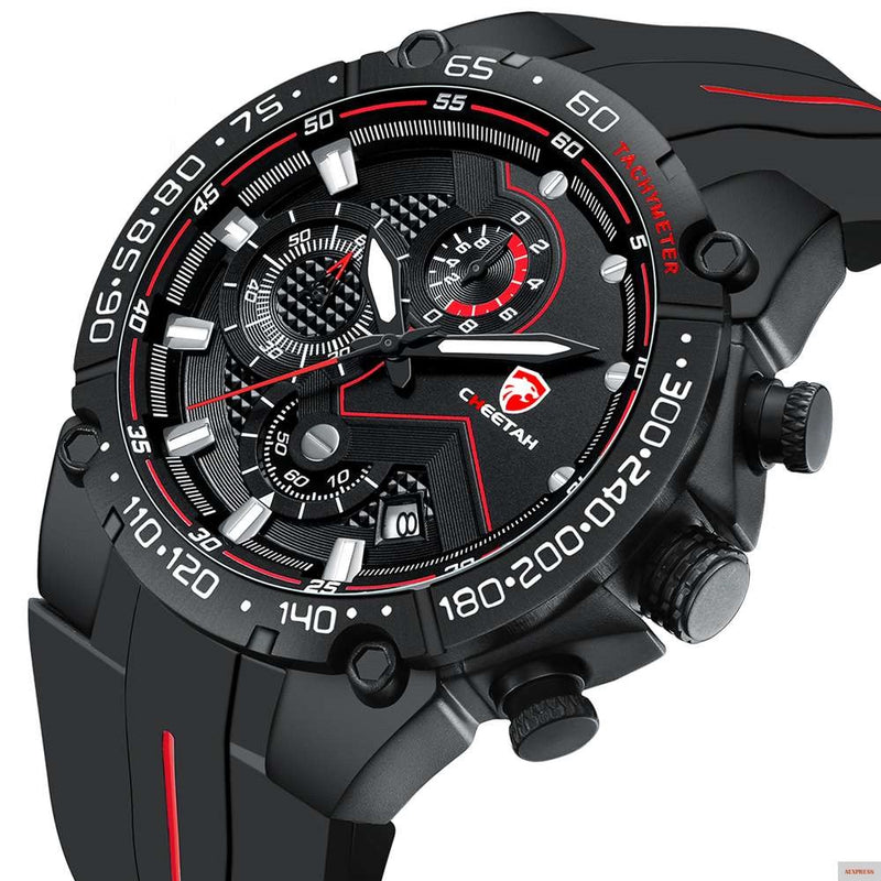 Relógio Esportivo Masculino Cronográfo e Taquímetro Cheetah All Black Aventador