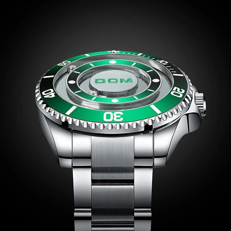 Rel gio Minimalista Masculino Magnetic Orbit Don Caruso Green Steel