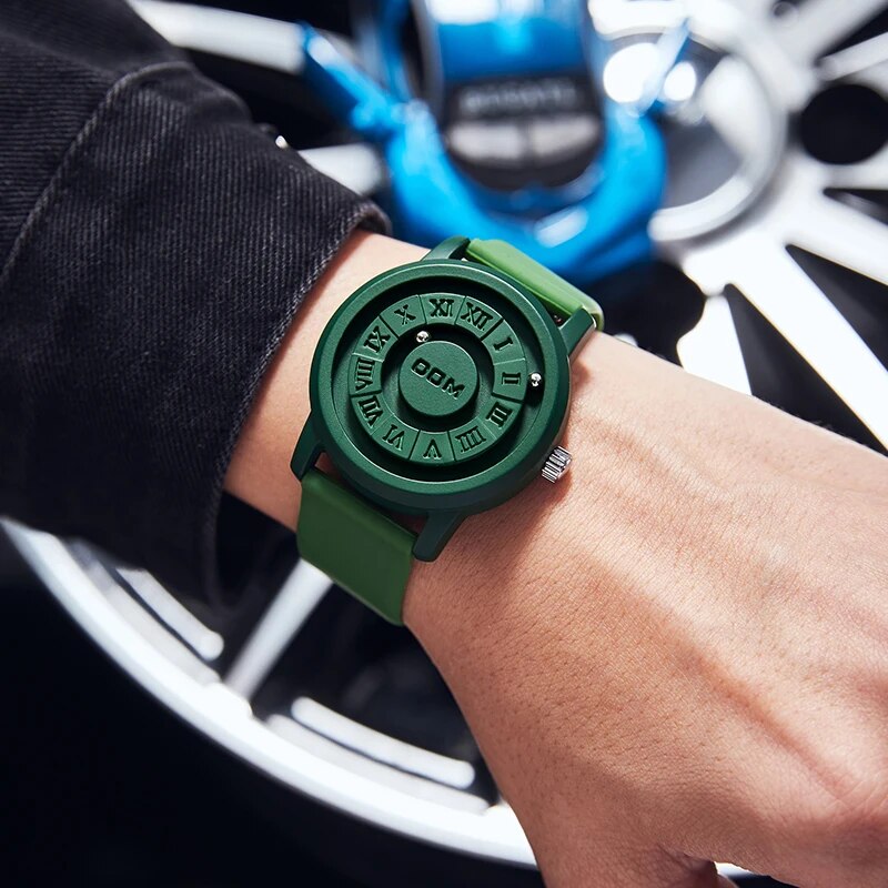 Relógio Minimalista Masculino Magnetic Orbit Don Caruso Green