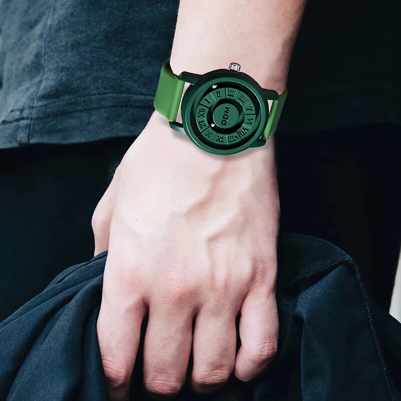 Relógio Minimalista Masculino Magnetic Orbit Don Caruso Green