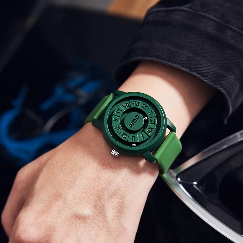 Relógio Minimalista Masculino Magnetic Orbit Don Caruso Green