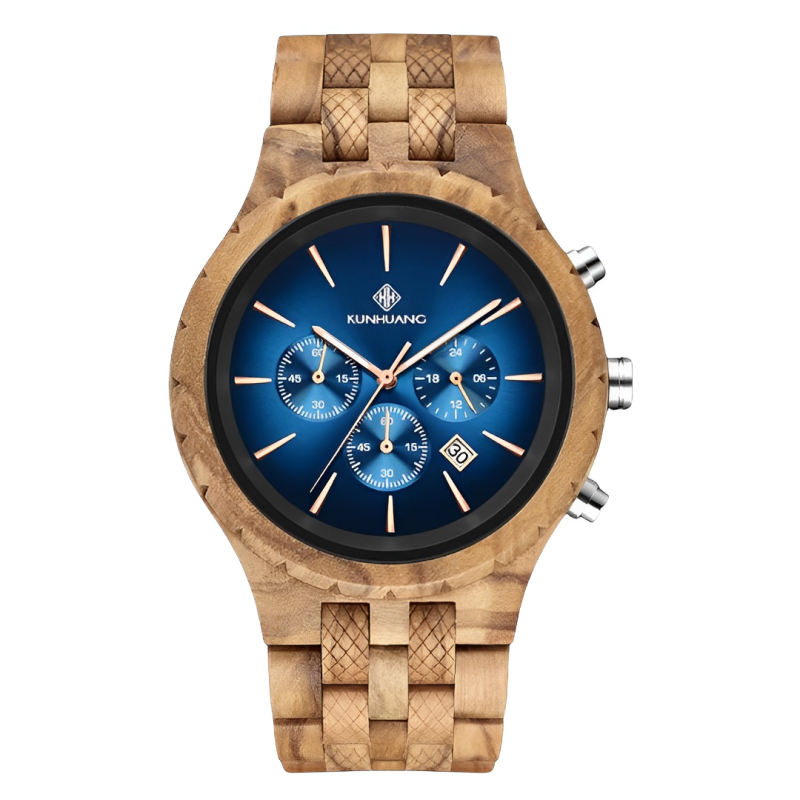 Relógio Casual Kunhuang Wooden Watch