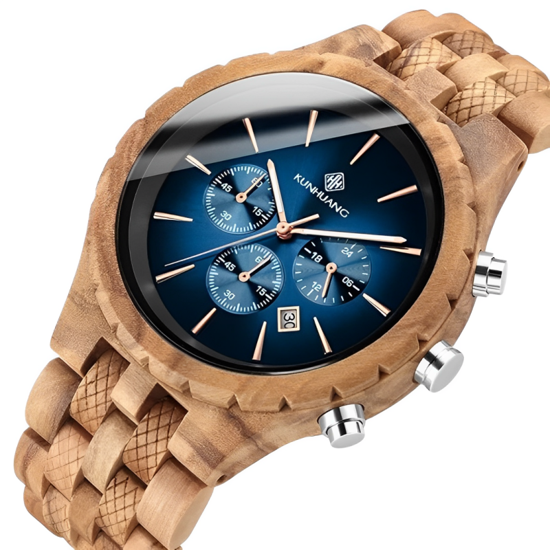 Relógio Casual Kunhuang Wooden Watch