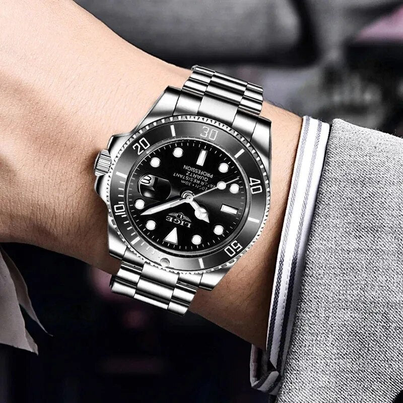 Relógio Masculino de Luxo Lige Black Submariner