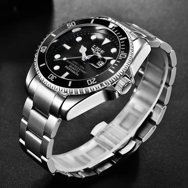 Relógio Masculino de Luxo Lige Black Submariner