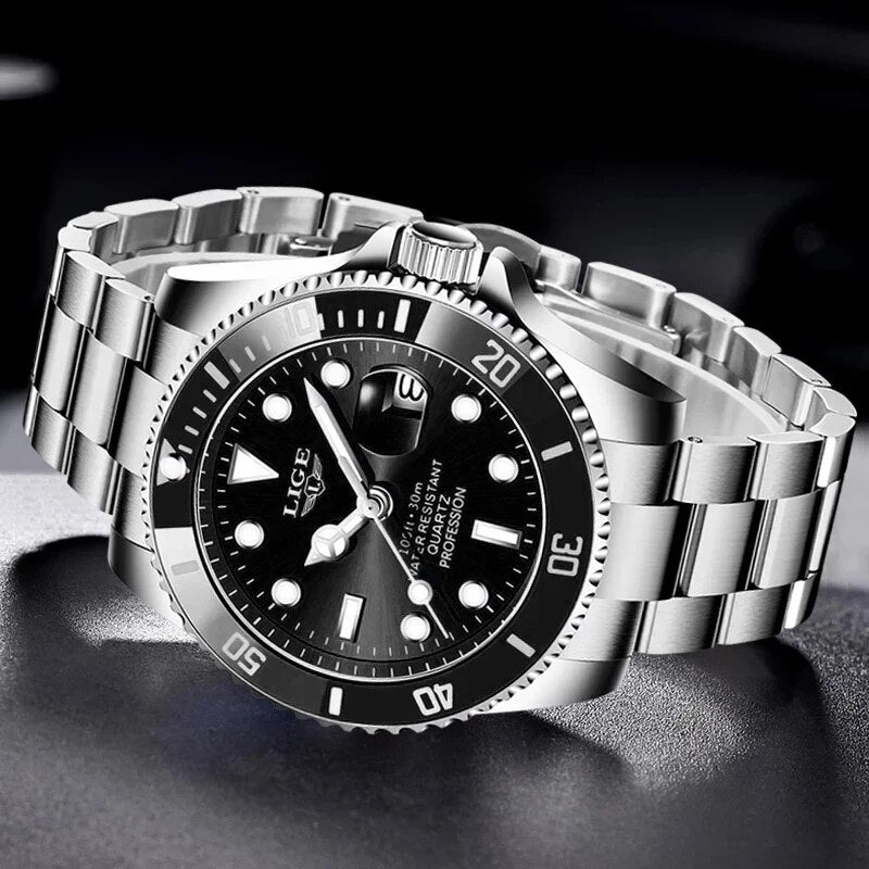 Relógio Masculino de Luxo Lige Black Submariner