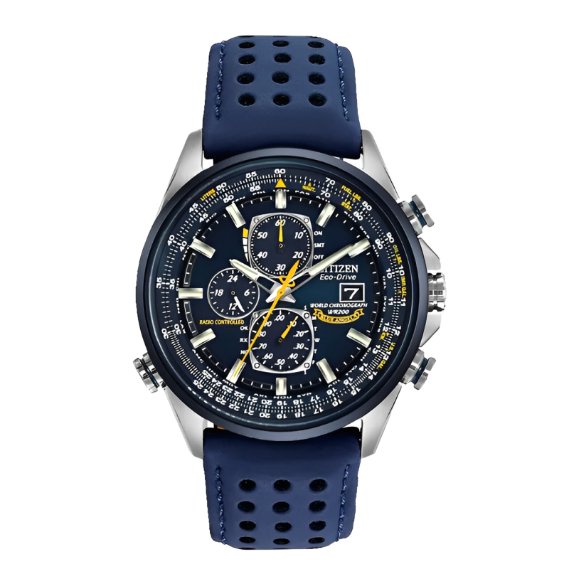 Relógio Clássico Masculino Cronográfo Pulseira de Couro Citizen Blue Angels - (Última Oportunidade)