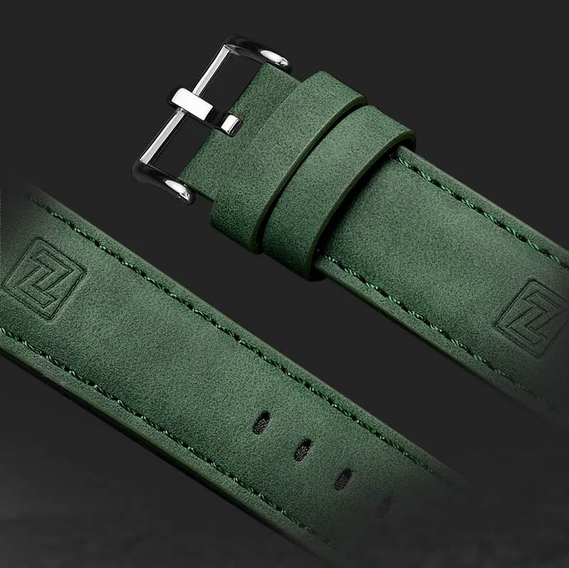 Relógio Masculino Esportivo Pulseira de Couro Naviforce Green Patton