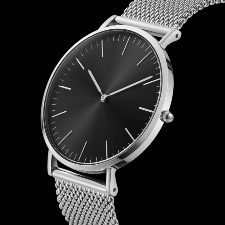 Relógio Minimalista Preto e Prata Dallas Silver Black 40mm