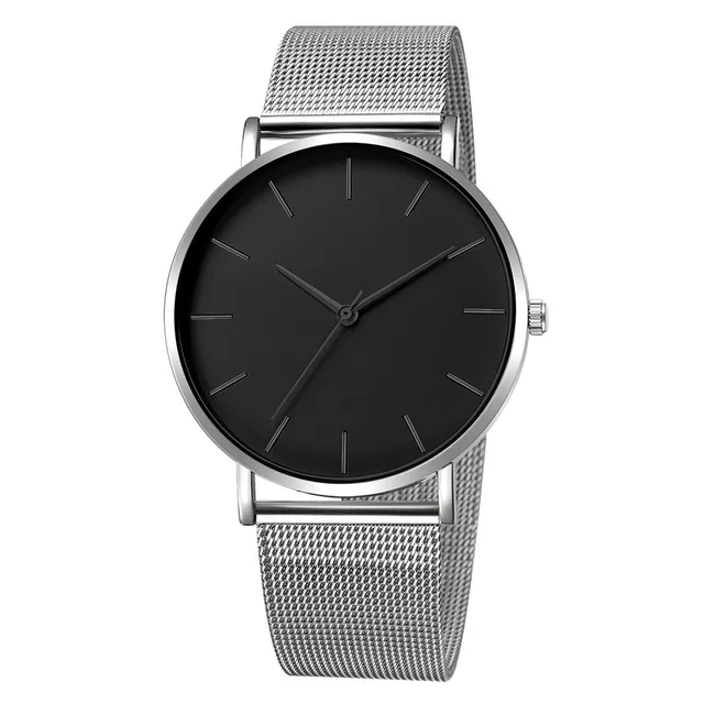 Relógio Minimalista Preto e Prata Dallas Silver Black 40mm