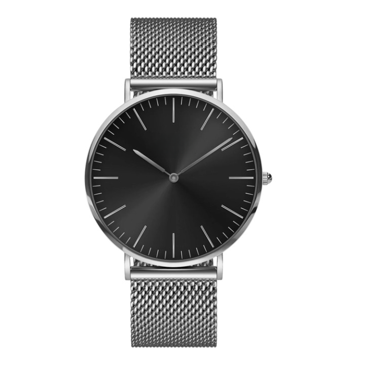 Relógio Minimalista Preto e Prata Dallas Silver Black 40mm