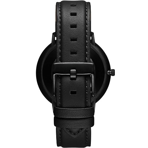 Relógio Minimalista Preto e Prata Pulseira de Couro Murrey 40mm