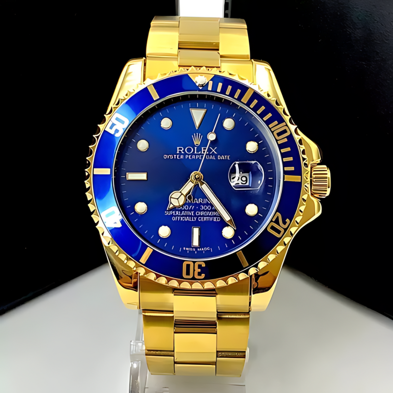 Relógio Masculino De Luxo Rolex Submariner Golden Blue