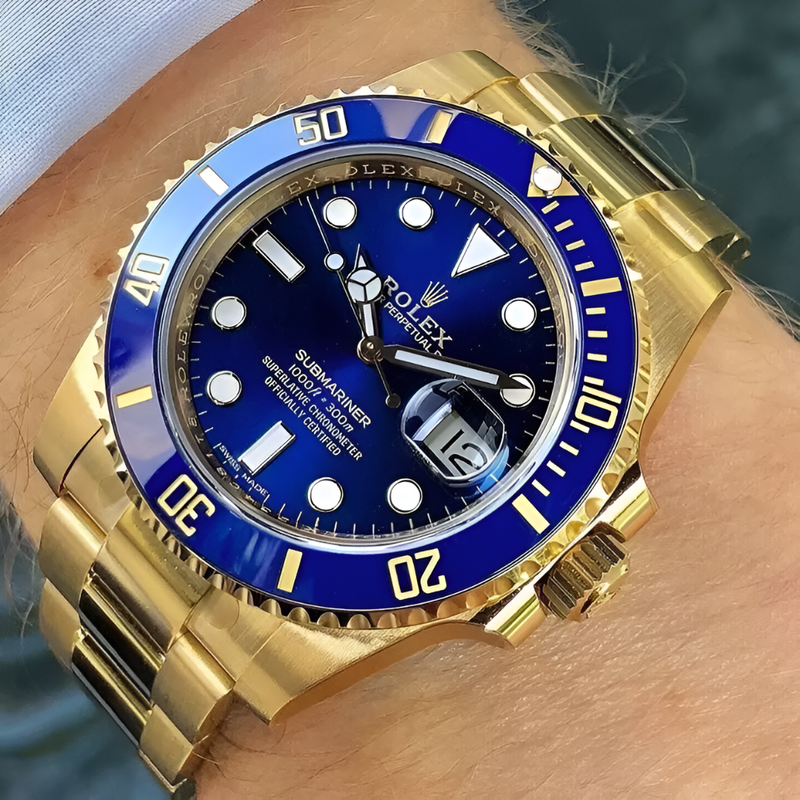 Relógio Masculino De Luxo Rolex Submariner Golden Blue