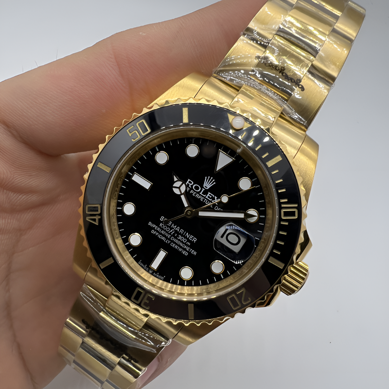 Relógio Masculino De Luxo Rolex Submariner Golden Black