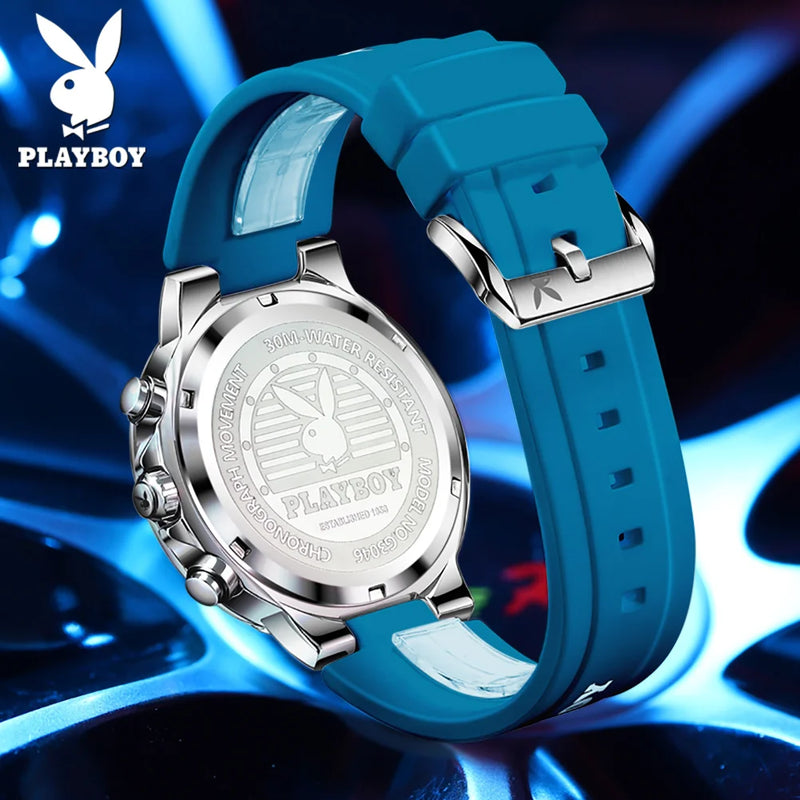 Relógio Casual Masculino Cronógrafo Playboy Blue Alfa 1