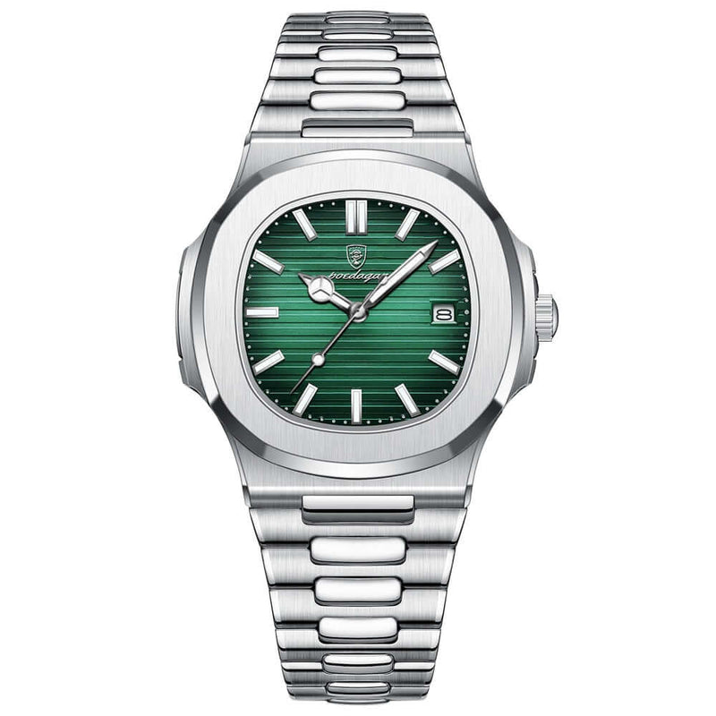 Relógio Masculino de Luxo Pulseira de Aço Poedagar Green Panther