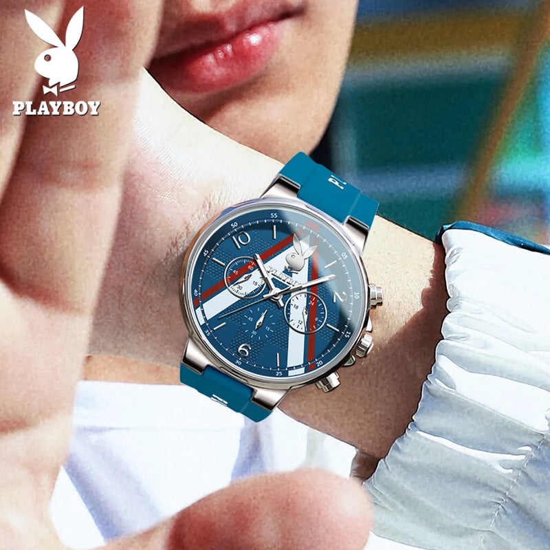 Relógio Casual Masculino Cronógrafo Playboy Blue Alfa 1