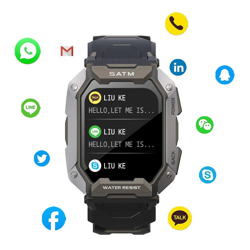 Smartwatch Bruto de Luxo Braddock Army All Black Don Caruso