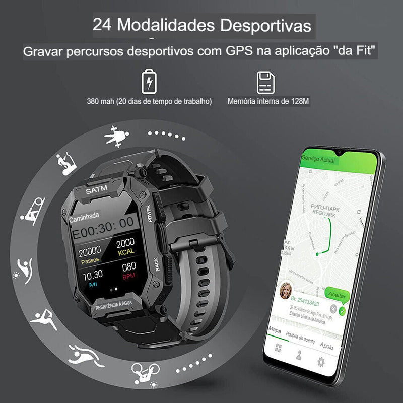 Smartwatch Bruto de Luxo Braddock Army All Black Don Caruso