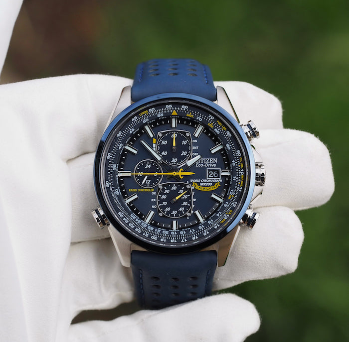 Relógio Clássico Masculino Cronográfo Pulseira de Couro Citizen Blue Angels - (Última Oportunidade)