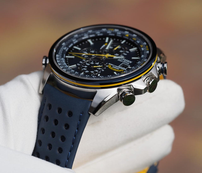 Relógio Clássico Masculino Cronográfo Pulseira de Couro Citizen Blue Angels - (Última Oportunidade)