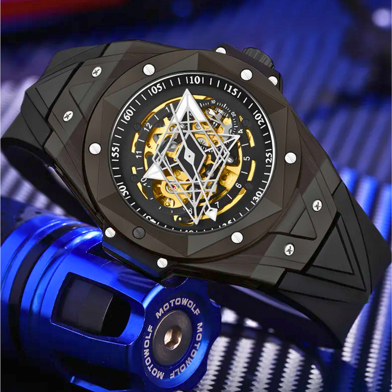 Relógio Masculino De Luxo Automático Noir Black Sanda