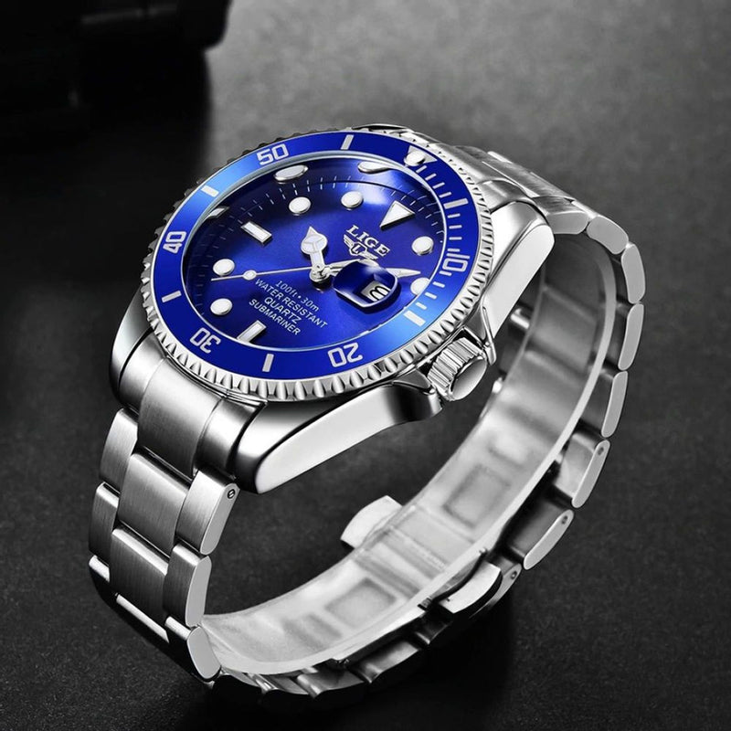 Relógio Masculino de Luxo Lige Blue Submariner