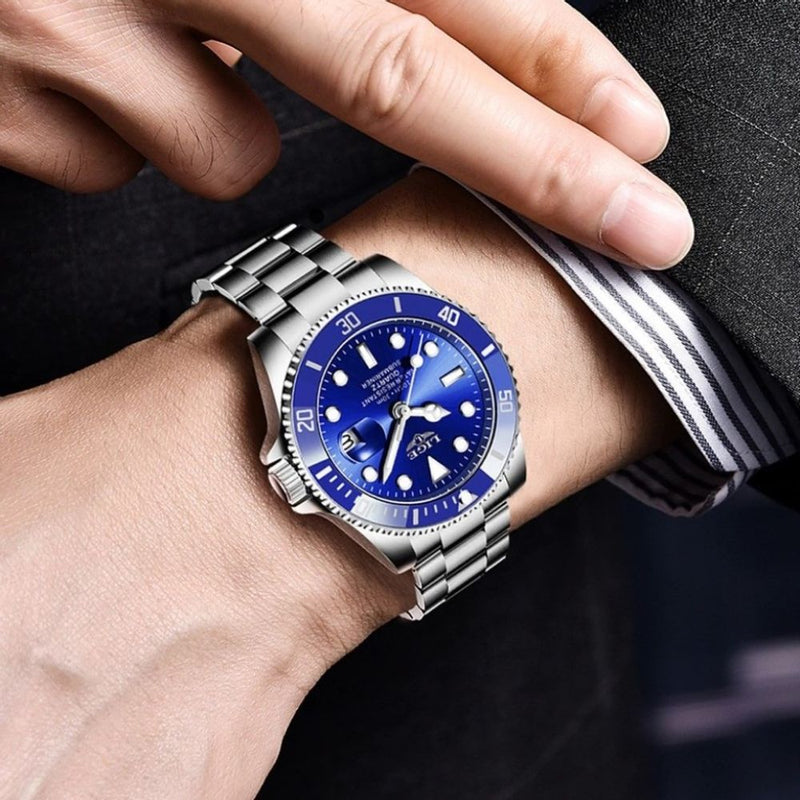 Relógio Masculino de Luxo Lige Blue Submariner